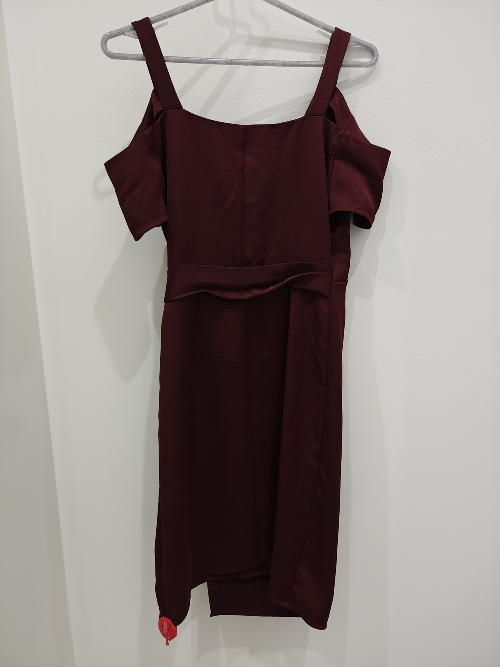 All Saints "Cadia" One-Shoulder Wrap Sheath Dress in Merlot - Picture 3 of 9